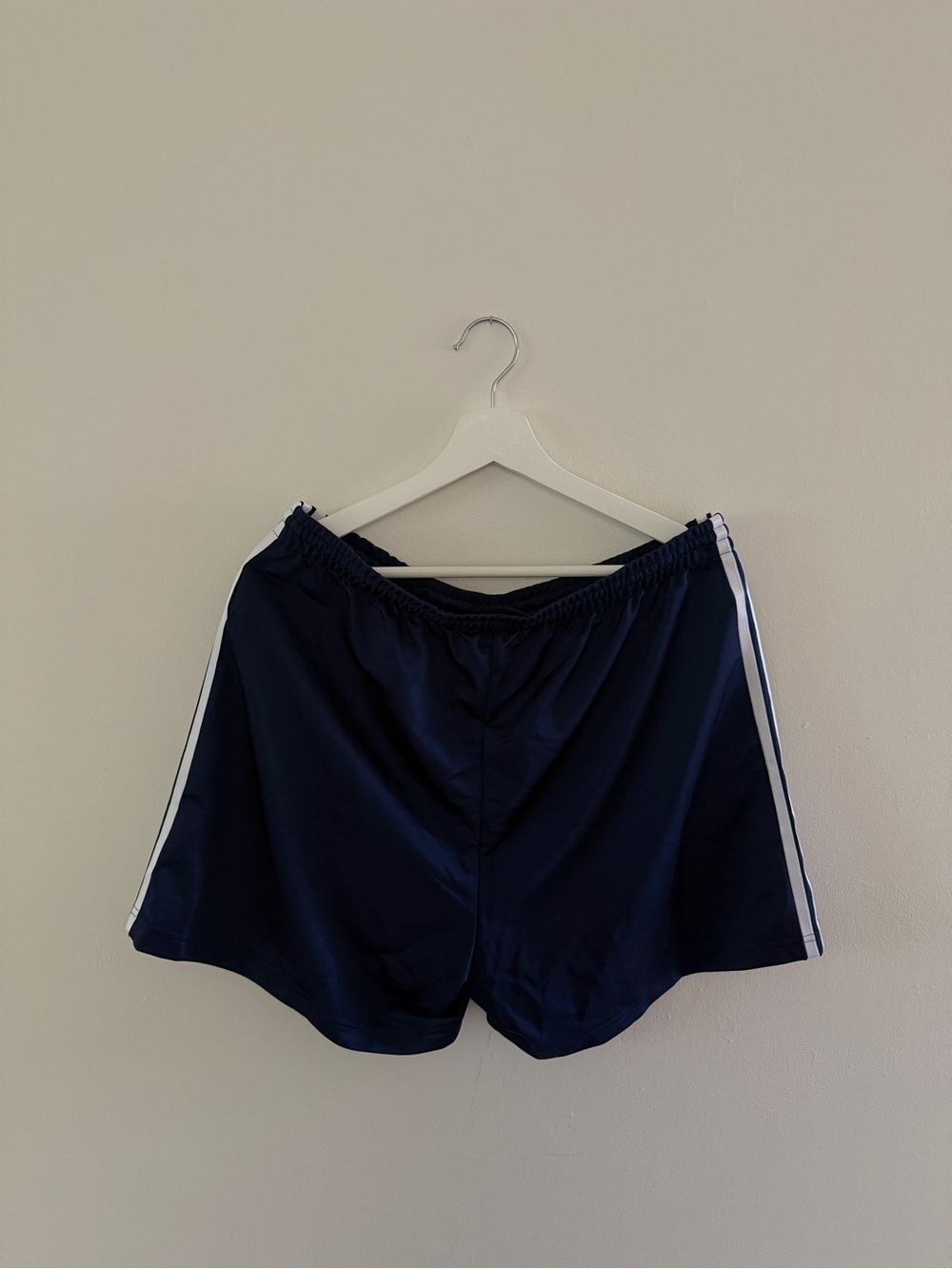 NWT adidas Women's Navy Athletic Shorts with White Stripes - Picture 2 of 5